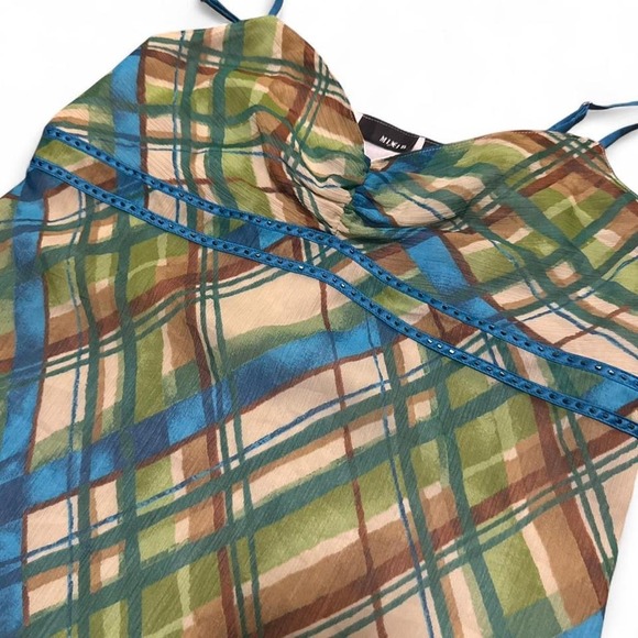 Y2K Mix It Plaid Sequin Tank Sz S Mall Core Preppy 2000s Vtg Fairy Coquette - Picture 2 of 6
